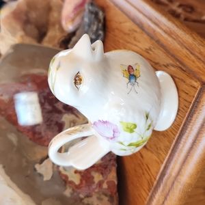Bird Porcelain Creamer Lovely Flowers Bees 🐝 4.25x3.25" NWT